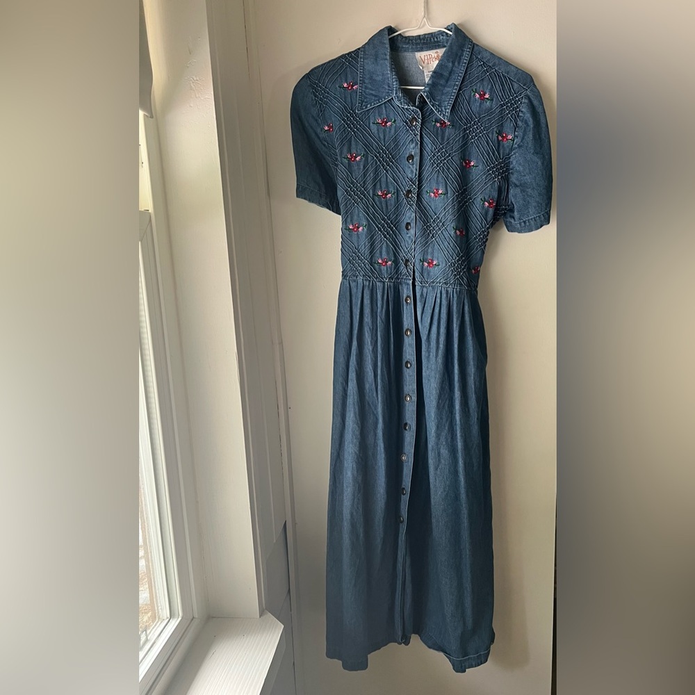 Vintage 100% cotton floral Jean dress